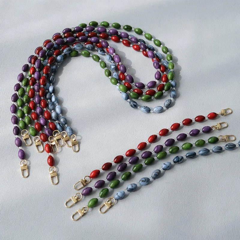 Acrylic Beaded Bag Strap Replacement Chain Shoulder Crossbody Lanyard Marble Resin Ornament For Handbag Phone