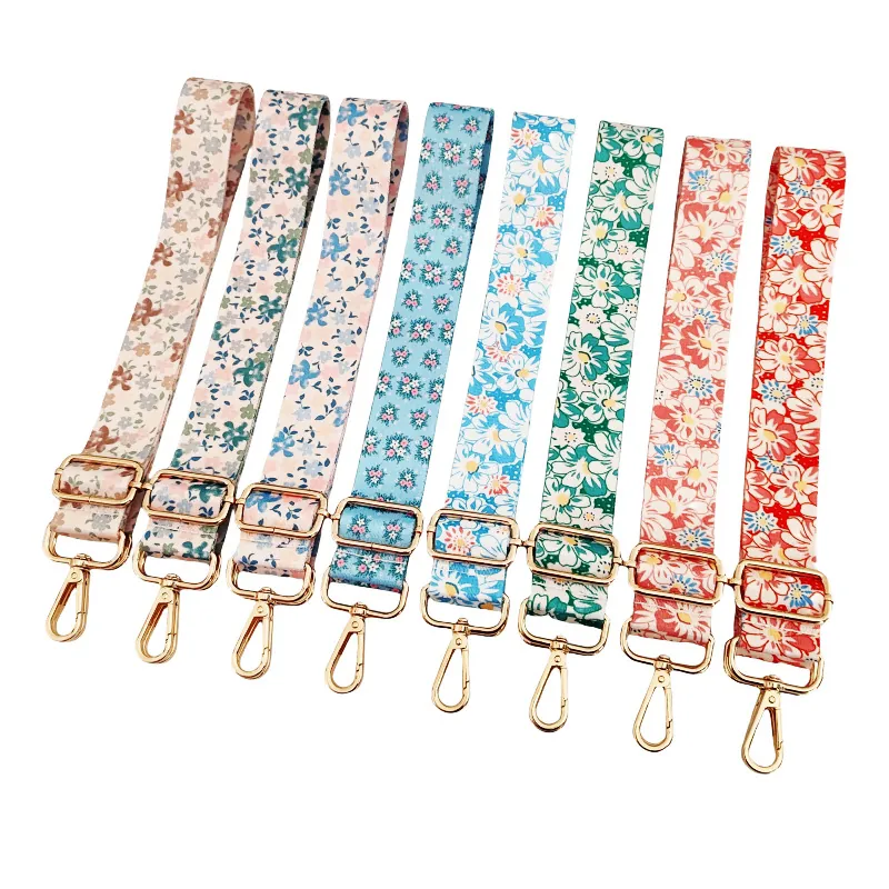 Replacement Shoulder Strap Polyester Fabric Floral Print Adjustable Crossbody Handbag Accessories Women Fashion Decoration