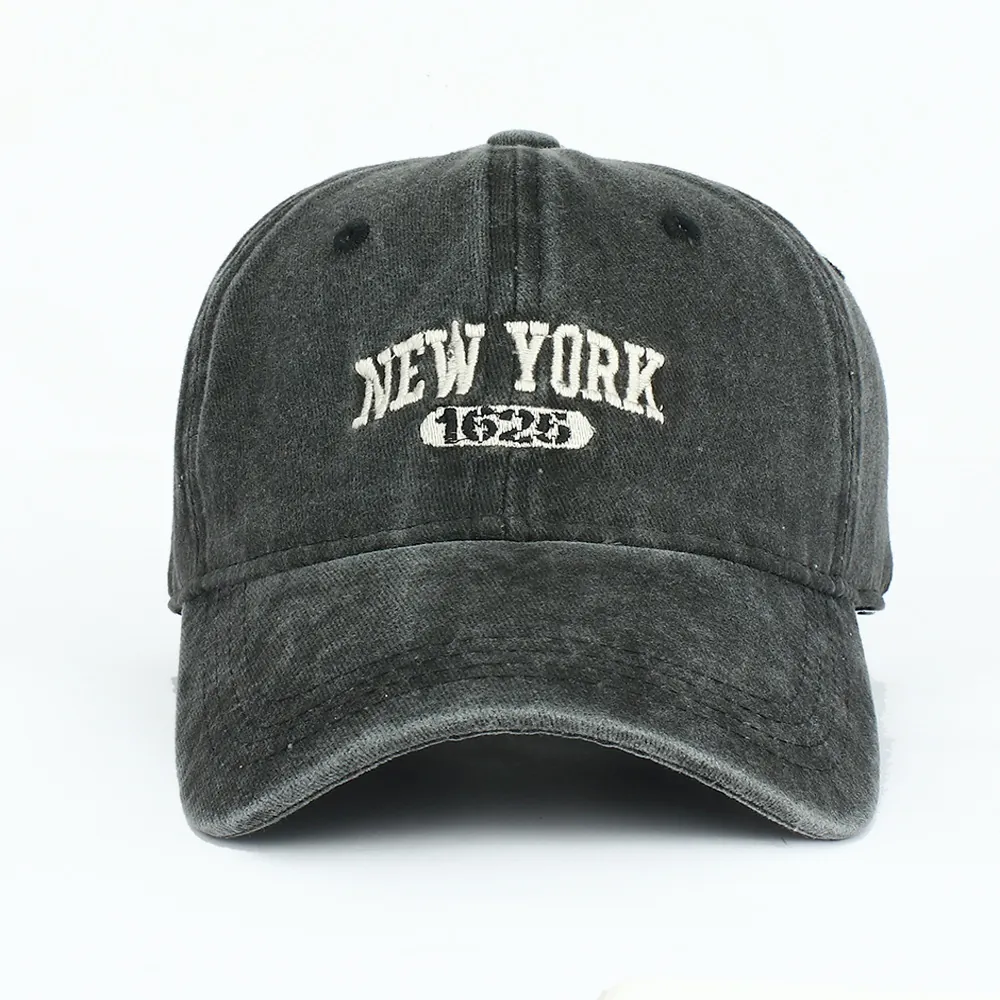 Casquette De Baseball Brodée New York 1625 Coton Lavé Ajustable Rétro Chapeau De Soleil Pour Hommes Femmes