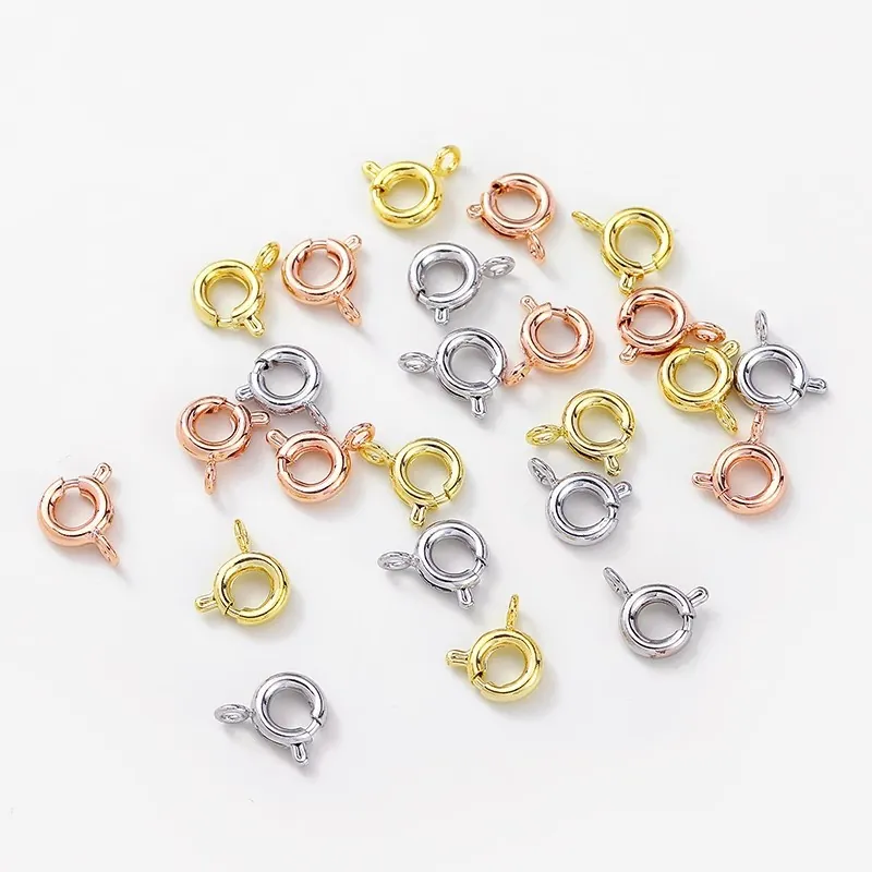 925 Sterling Silver Spring Ring Clasps Round Jewelry Connectors For Necklace Bracelet Making DIY Findings