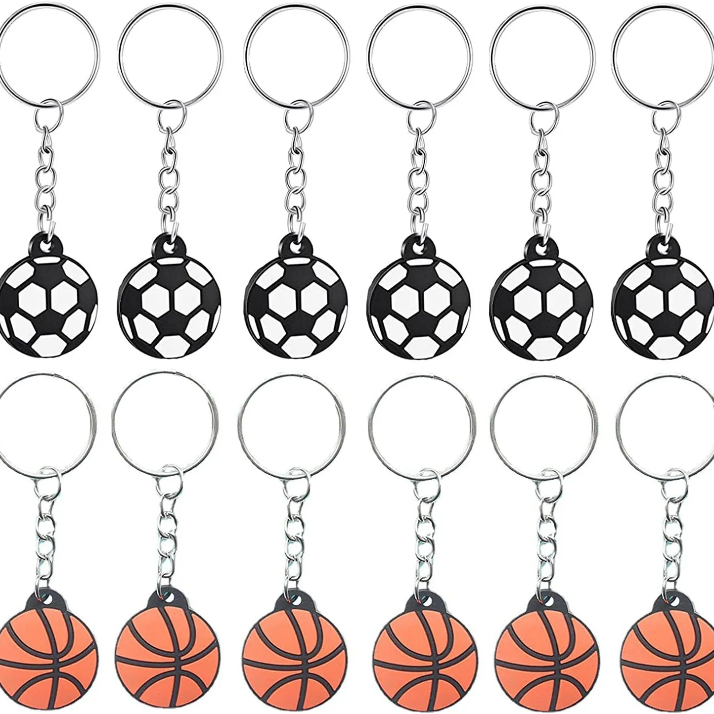 Sports Ball Keychain PVC Soft Rubber Football Basketball Baseball Rugby Pendant For Fans Party Favors Backpack Decor