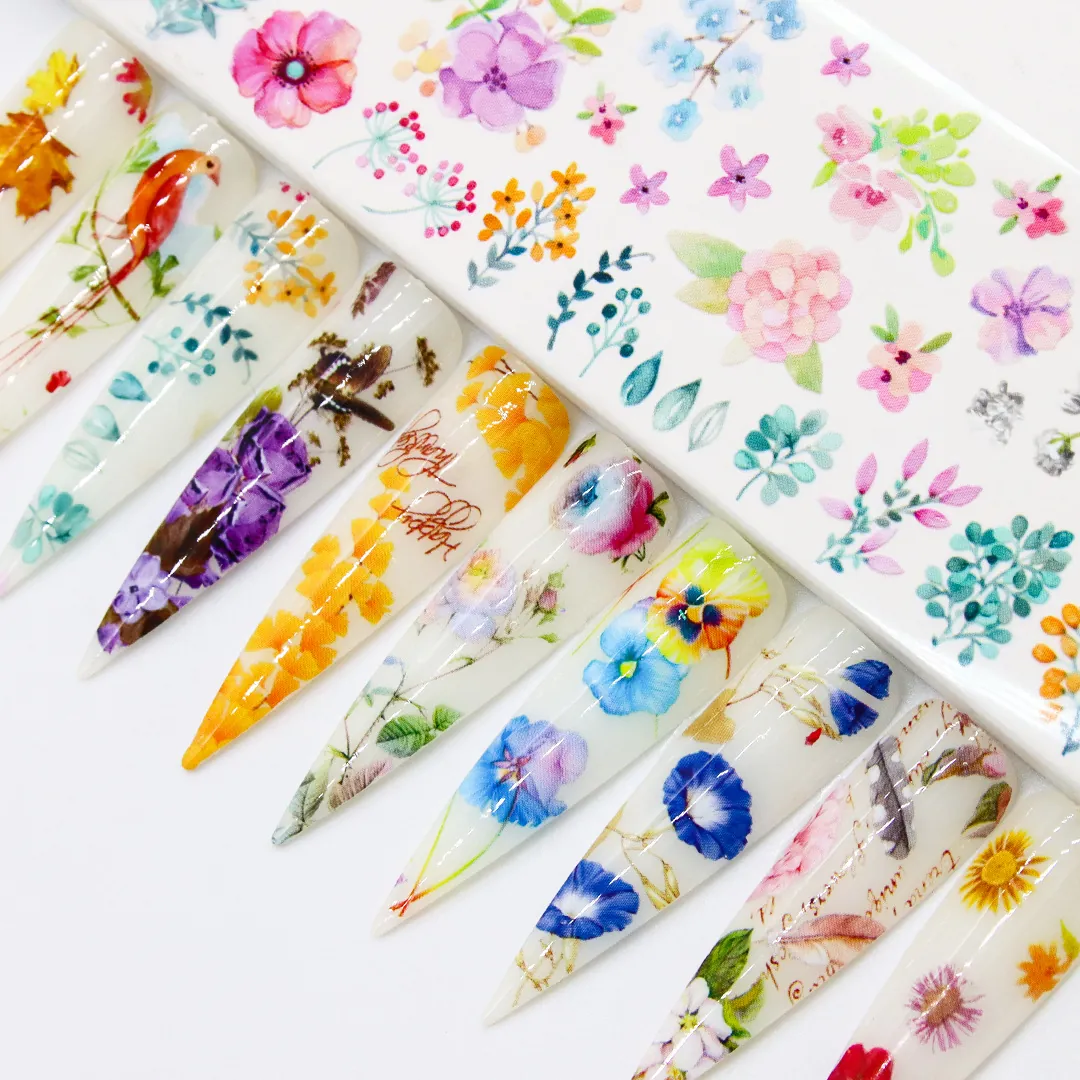 Multicolor Floral Butterfly Nail Transfer Foils Starry Sky Nail Art Stickers For Manicure Decoration Professional DIY Accessories