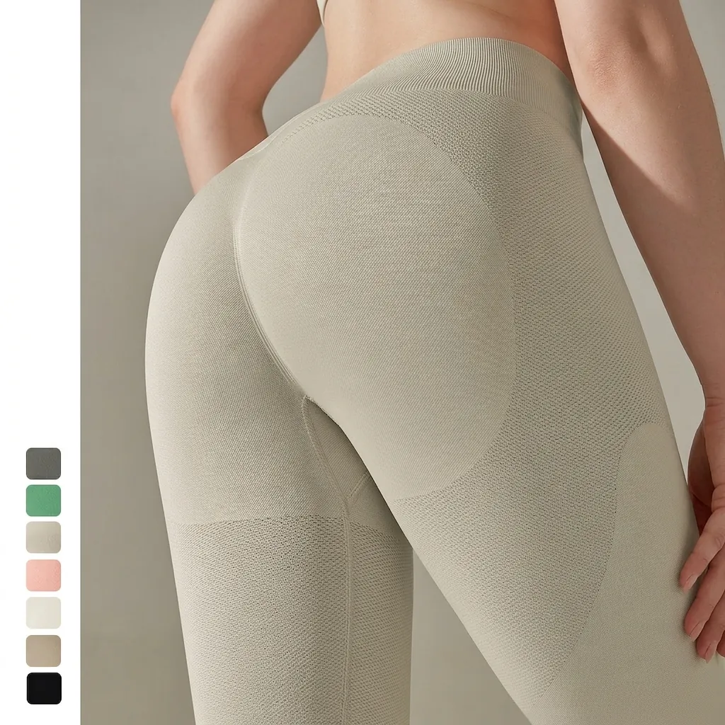Leggings da Yoga Senza Cuciture da Donna a Vita Alta Push Up Traspiranti Asciugatura Rapida Palestra Allenamento Pantaloni Sportivi