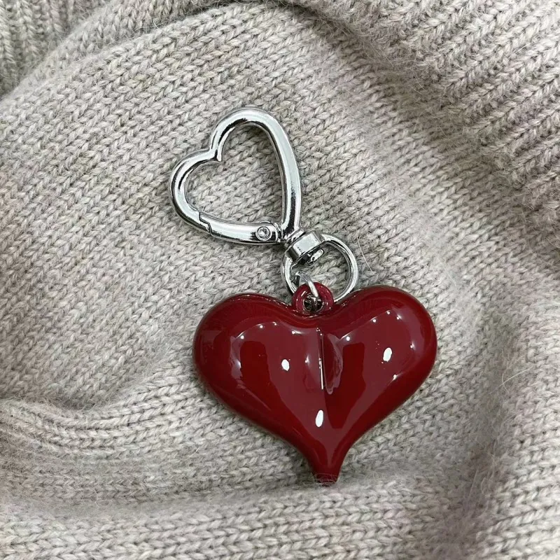Llavero de Acrílico Estilo Coreano con Lazo y Corazón para Mujer Niña Dulce Colgante para Bolso Joyería Accesorio Regalo