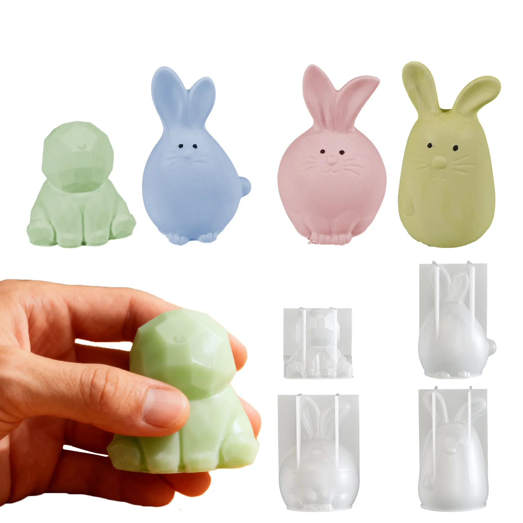 Rabbit Silicone Mold Heart Bunny Shape For DIY Candle Resin Craft Cake Baking Soap Making Non-Stick Heat Resistant