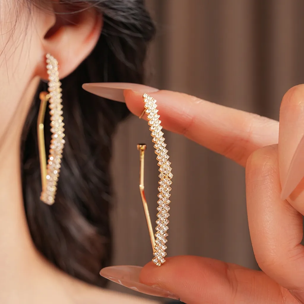 Orecchini Geometrici A Rombo Rame Con Strass E Perno In Argento Accessori Moda Di Lusso Per Donne