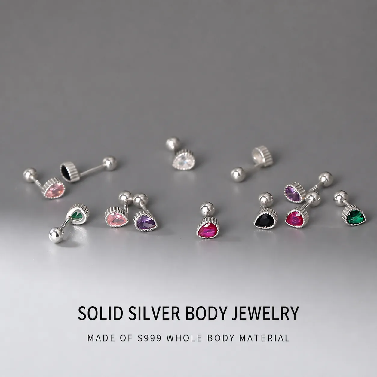 Boucles d'oreilles Clous Goutte d'eau en Argent Fin S999 Strass Fermoir à Vis Petites Boucles d'oreilles Minimalistes Femme Bijoux