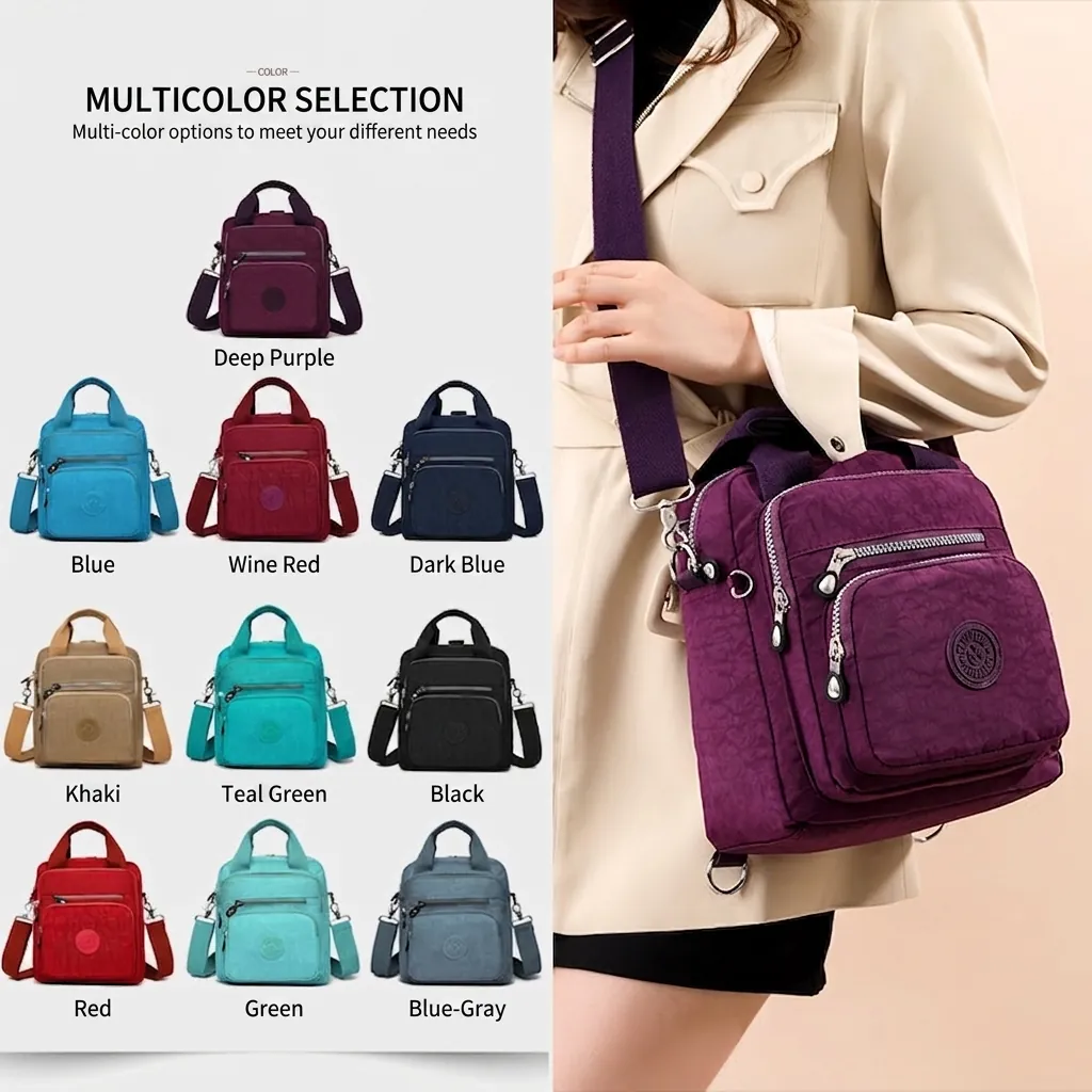 Sac À Main En Nylon Imperméable Grande Capacité Plusieurs Poches Sac Bandoulière Sac Porté Épaule Pour Voyage Décontracté