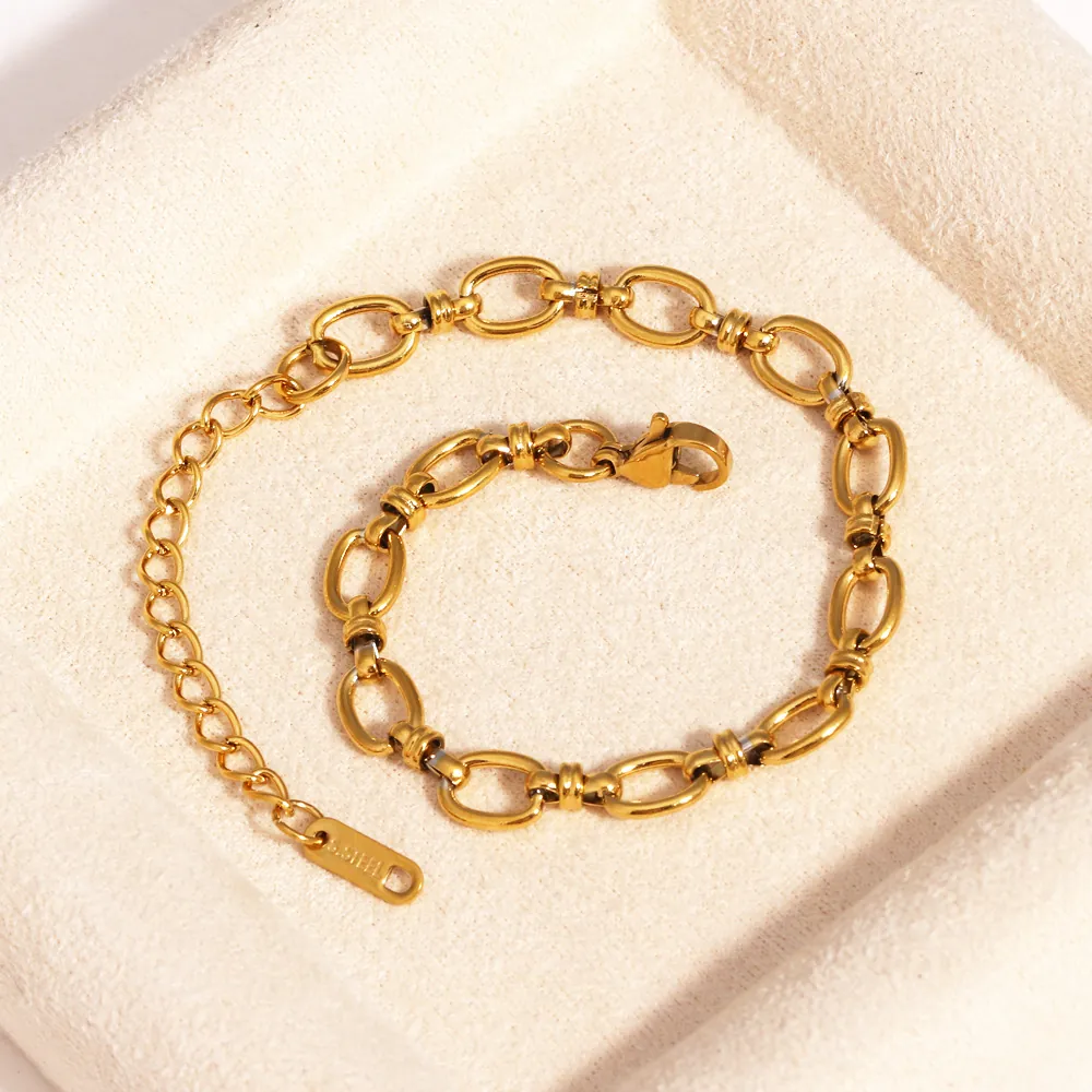 Bracciale Di Moda Placcato Oro 18K Acciaio Inossidabile Catena Sottile Minimalista Design Cavo Per Donne Ragazze Gioielli