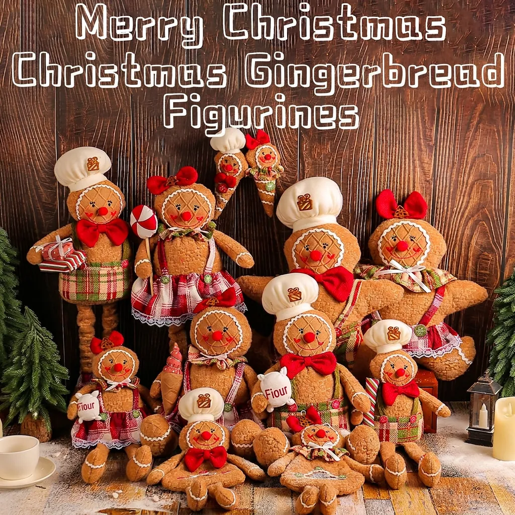 Christmas Gingerbread Man Plush Doll Series Fabric Hanging Ornaments Socks Telescopic Gingerbread Man For Tree Home Decor