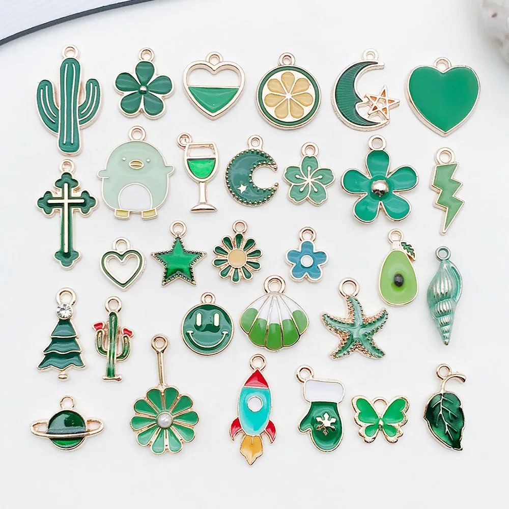 Breloques en Alliage de Zinc Émaillé Fleur Cœur Cactus pour Création de Bijoux DIY Collier Bracelet Boucles d'Oreilles Accessoires