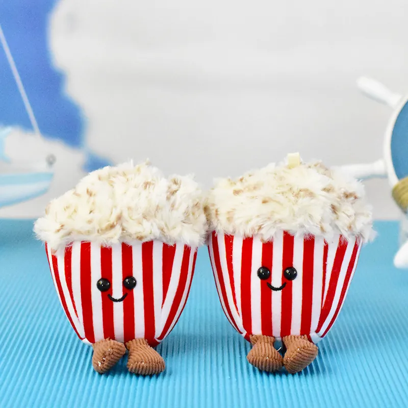 Cute Movie Theater Popcorn Bucket Plush Toy Keychain Cartoon Stuffed Bag Pendant Soft Doll Gift For Kids Girls