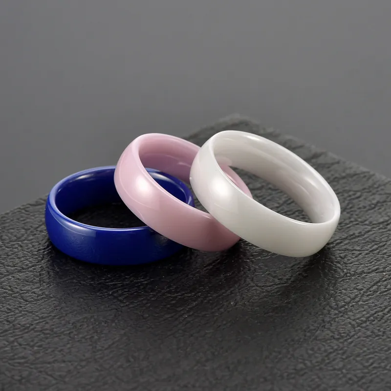 Ceramic Ring Simple Plain Band Fashion Glossy Curved Surface Minimalist Jewelry For Men Women Couple Unisex Trendy