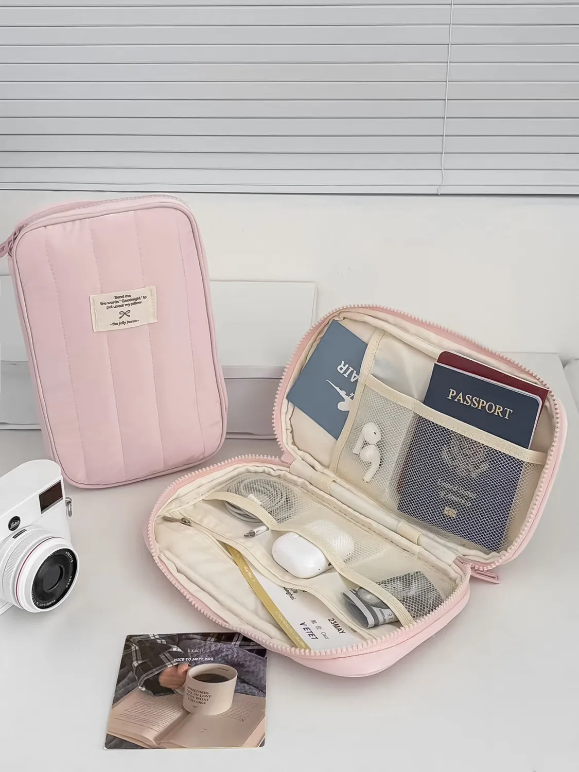 Beauty Case Trapuntato Grande Capacità Multistrato Borsa Per Cosmetici Da Viaggio Verticale Custodia Imbottita Impermeabile