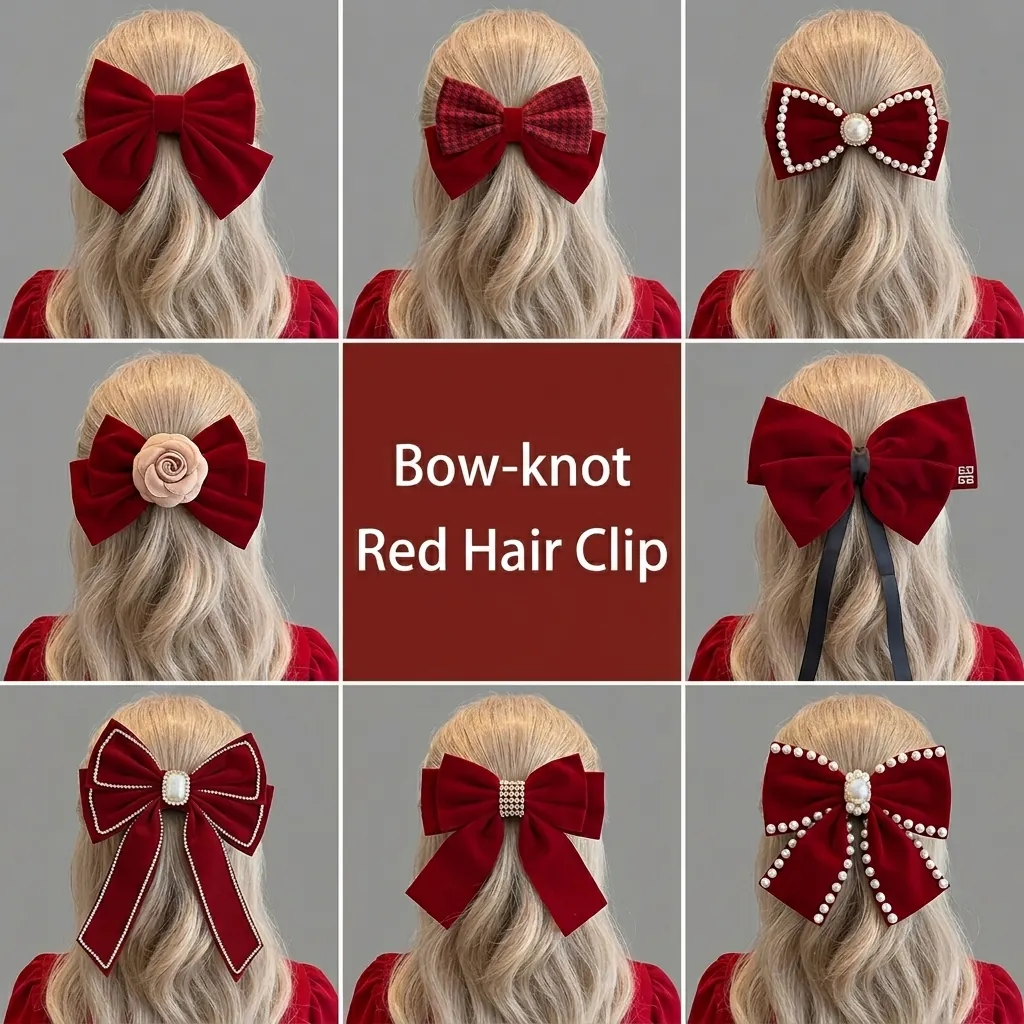 Large Bow Hair Clip Velvet Satin Ribbon Long Streamer Elegant Festive Hairpin Women Wedding Party Accessories