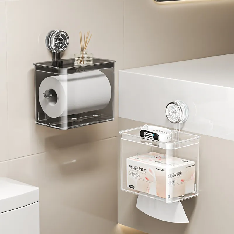 Boîte à Mouchoirs à Ventouse Murale Moderne Imperméable PET ABS Acier Inoxydable Porte-Papier Toilette Pour Salle De Bain