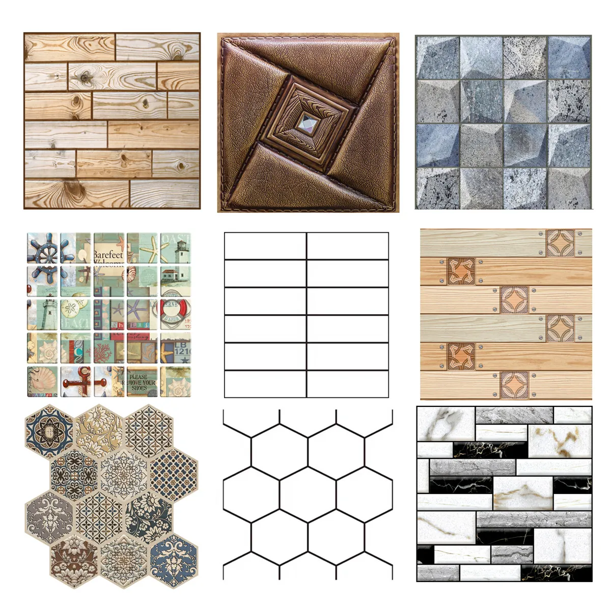 3D Wall Stickers Self Adhesive Foam Waterproof Oilproof Brick Wood Marble Texture DIY Retro Removable Home Decor Panels