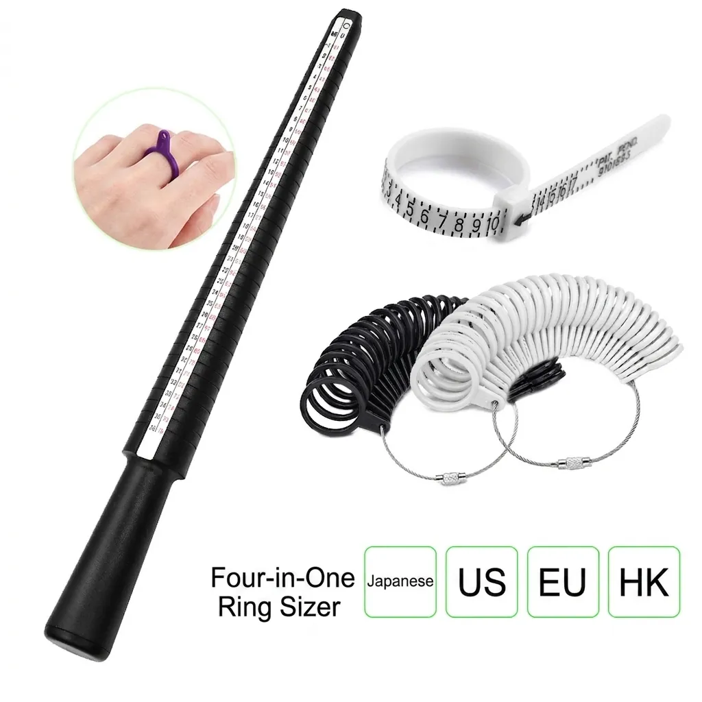 Ring Sizer Measuring Tool Plastic Mandrel Stick Finger Gauge For Multiple International Scales Jewelry Making