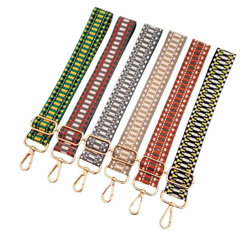 Adjustable Wide Bag Strap Ethnic Geometric Woven Jacquard Shoulder Strap For Crossbody Bags Women Decorative Bag Accessory