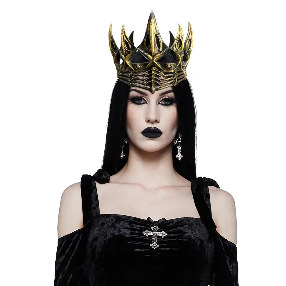 Gothic Crow Skull Crown Spiky Raven Tiara RP Foam Cosplay Party Props Halloween Costume Accessory Adjustable Headband