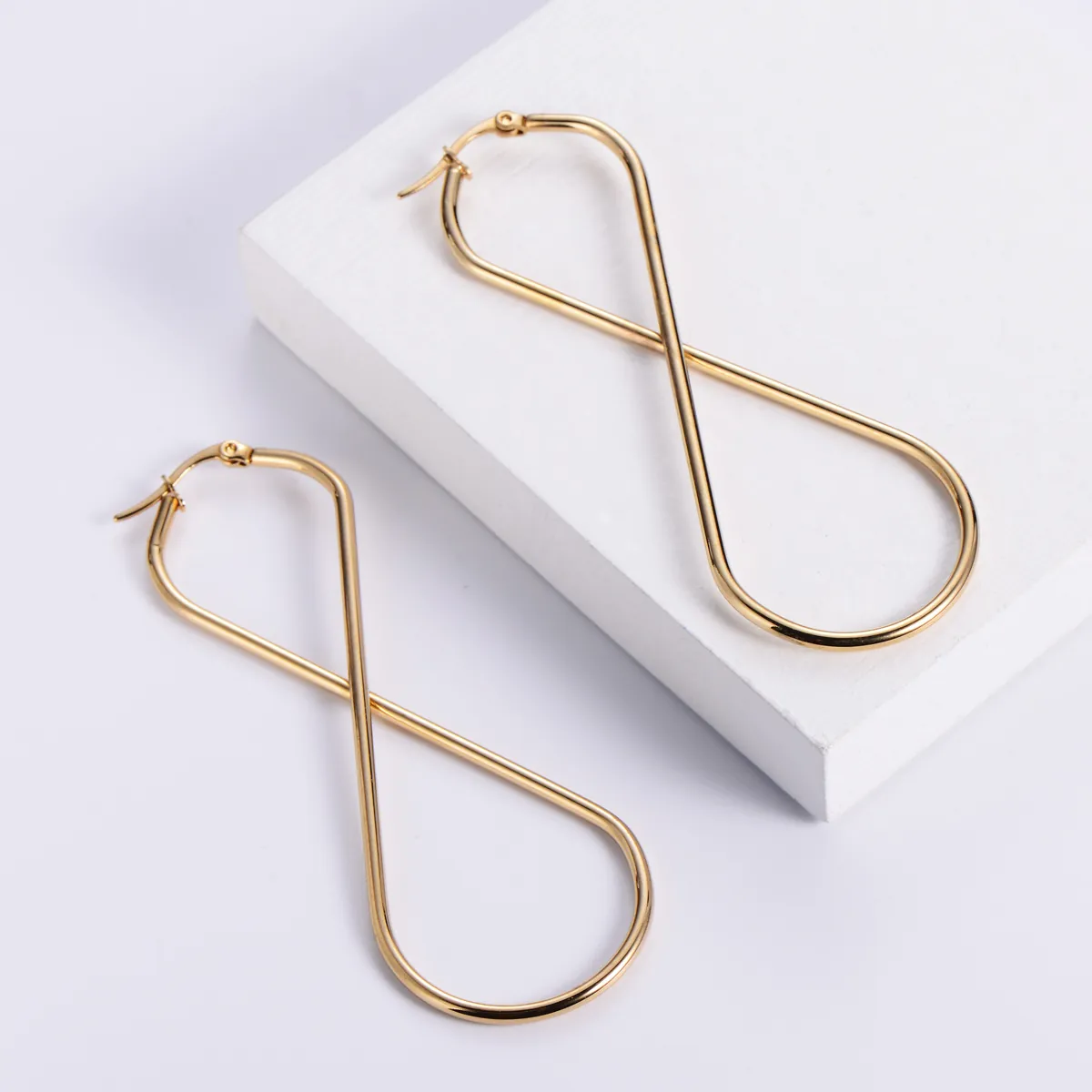 Infinity Earrings Stainless Steel 316L 18K Gold Plated Figure Eight Twisted Geometric Minimalist Jewelry For Women