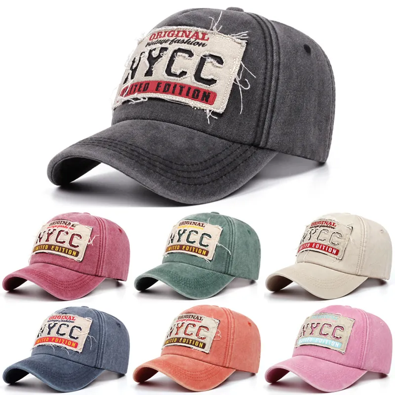 Vintage Distressed Baseball Cap Washed Cotton Dad Hat With Retro Patch Embroidery Adjustable Streetwear For Women Men