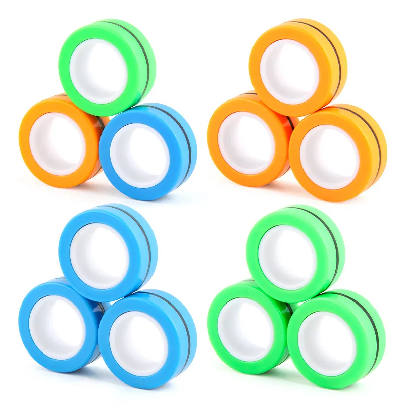 Magnetic Fidget Rings ABS Plastic Decompression Stress Relief Fingertip Spinner Toy For Kids Adults Colorful Novelty