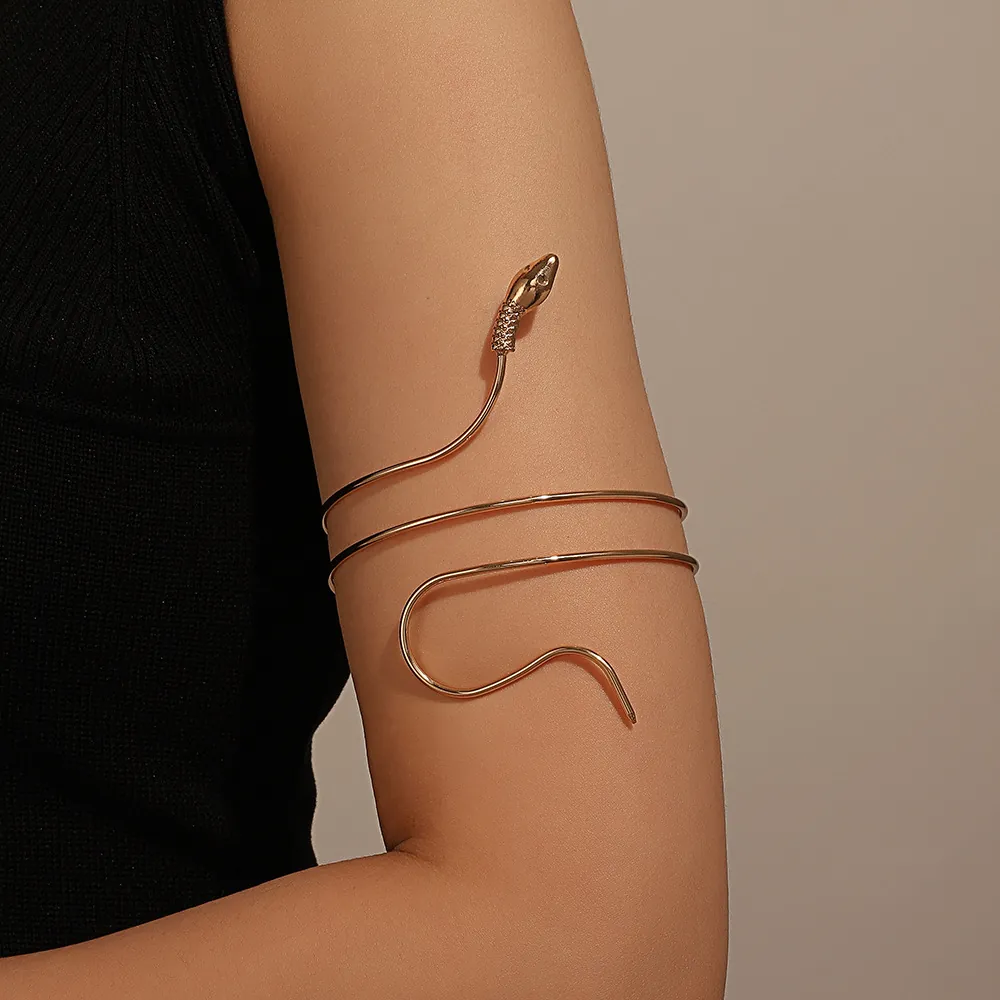 Snake Arm Cuff Bracelet Alloy Twisted Wrap Around Spiral Adjustable Gothic Punk Animal Shaped Armlet For Women