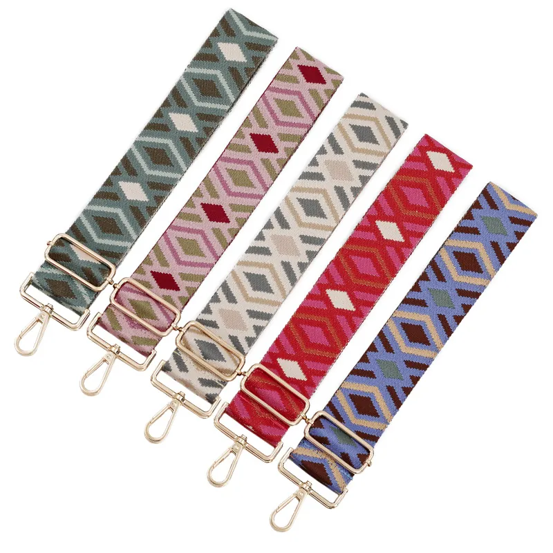 Bag Strap Replacement Wide Adjustable Shoulder Strap Polyester Geometric Diamond Pattern For Crossbody Bag Backpack