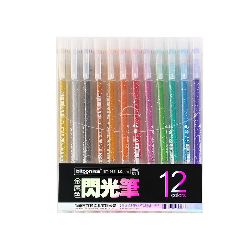 Set Di Penne Glitterate Penne Gel Scintillanti Metallizzate Per Journaling Disegno Scocca In Plastica Scrittura Fluida