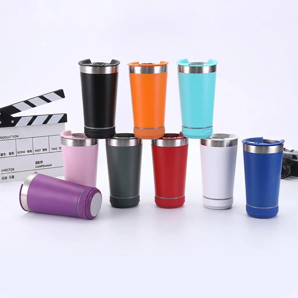 Insulated Tumbler Stainless Steel Bluetooth Speaker Music Cup Vacuum Flask Portable Coffee Mug Travel Car Outdoor