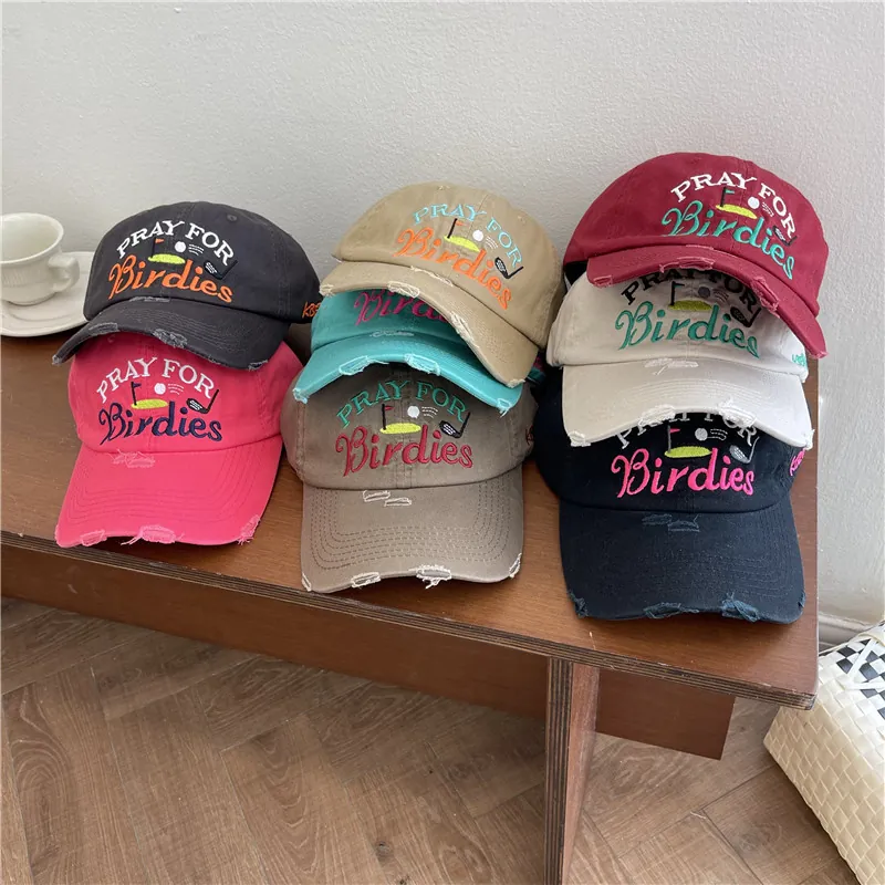 Vintage Distressed Baseball Cap For Men Women Washed Polyester Embroidery Golf Hat Adjustable Breathable Casual Sport Sun Hat