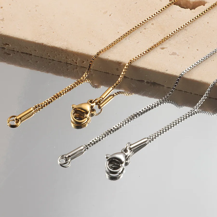 Box Ketting Roestvrij Staal Vacuüm Geplateerd Minimalistisch Gepolijst Sieraden Voor Dames Heren Eenvoudig Veelzijdig