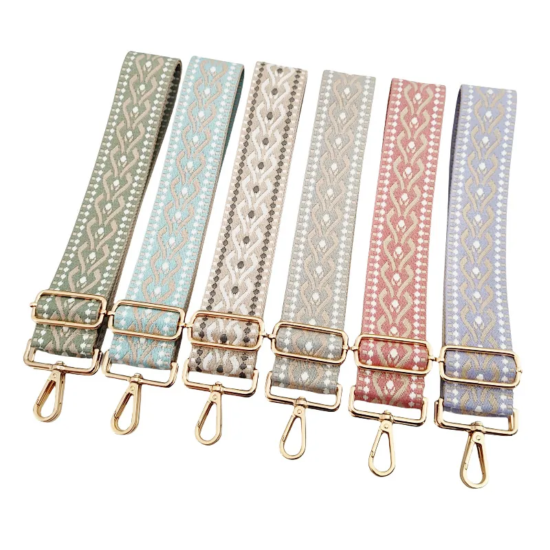 Adjustable Shoulder Strap Polyester Cotton Wide Replacement Bag Accessories Jacquard Geometric Ethnic Style For Handbag