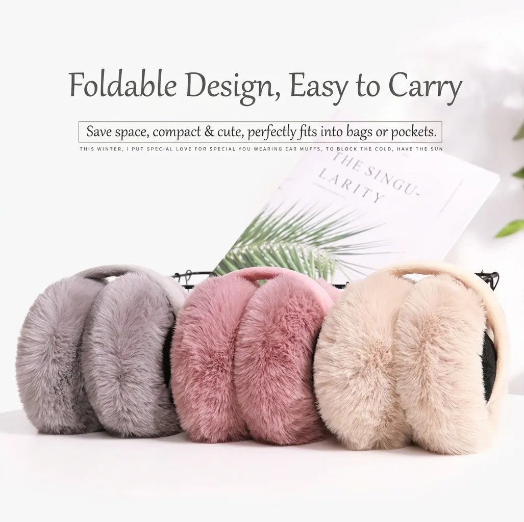 Plush Earmuffs Winter Warm Foldable Faux Fur Solid Color Outdoor Cold Weather Protection For Women And Men