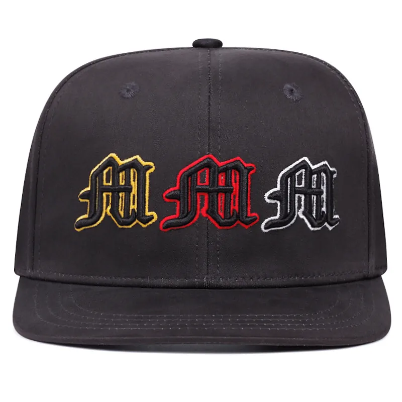 Chapeau Snapback Casquette Hip Hop Broderie Lettre Gothique M Visière Plate Réglable Acrylique Mode Streetwear Homme Femme
