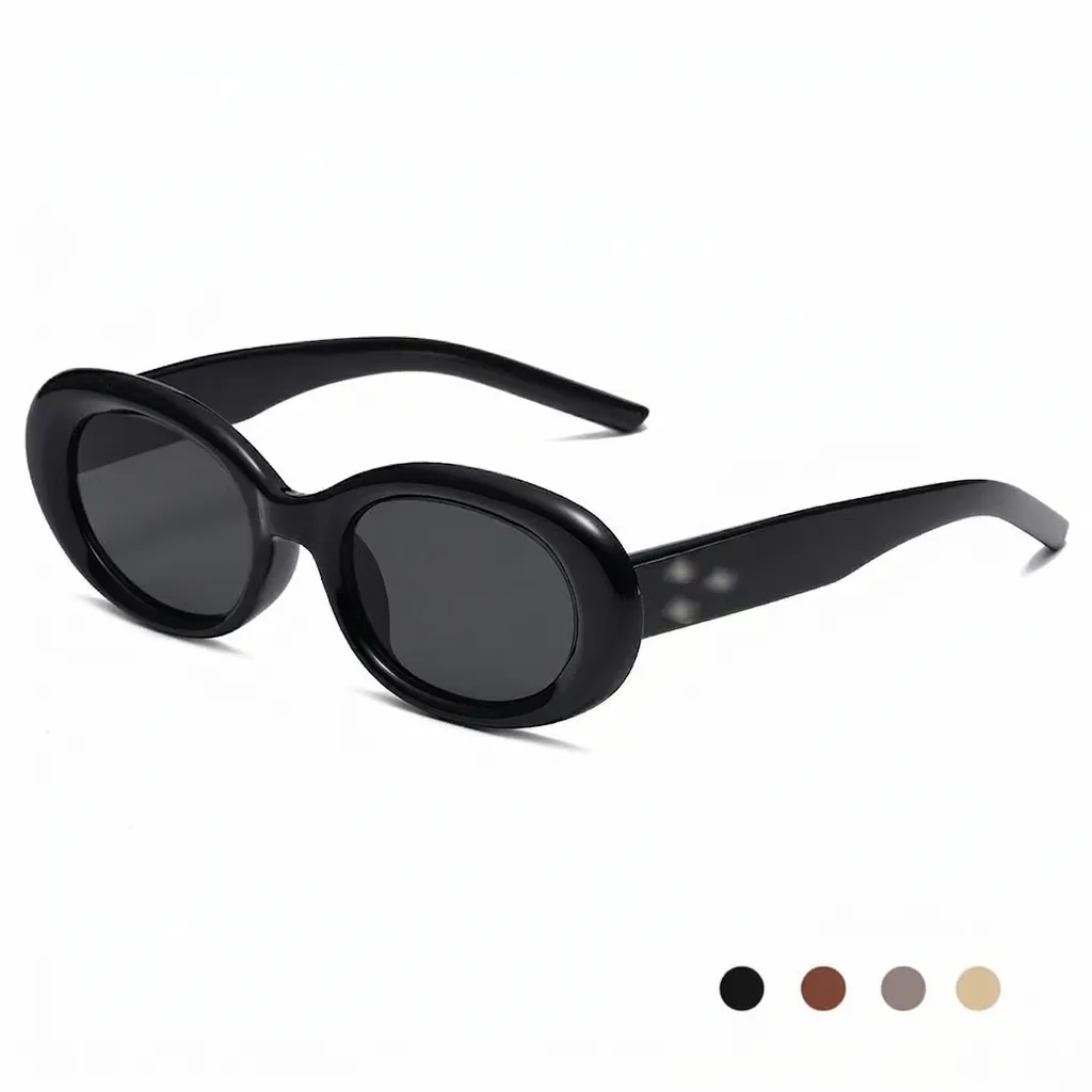 Retro Oval Sunglasses For Women Vintage Cat Eye UV400 Protection PC Frame Resin Lens Fashion Y2K Eyewear