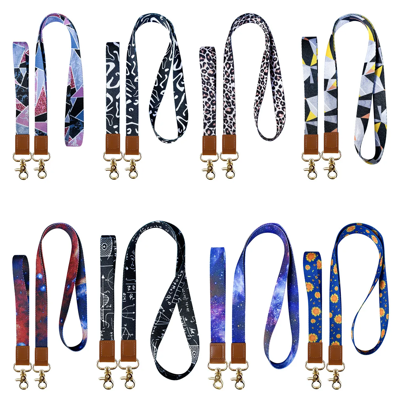 Polyester Bedrucktes Hals Und Handgelenk Schlüsselband Mit Kunstlederverbinder Metallverschluss Für Handy Schlüssel