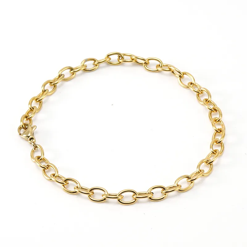 Minimalist O-Chain Necklace And Bracelet 18K Gold Plated Stainless Steel Oval Link Jewelry For Women Men Classic Style