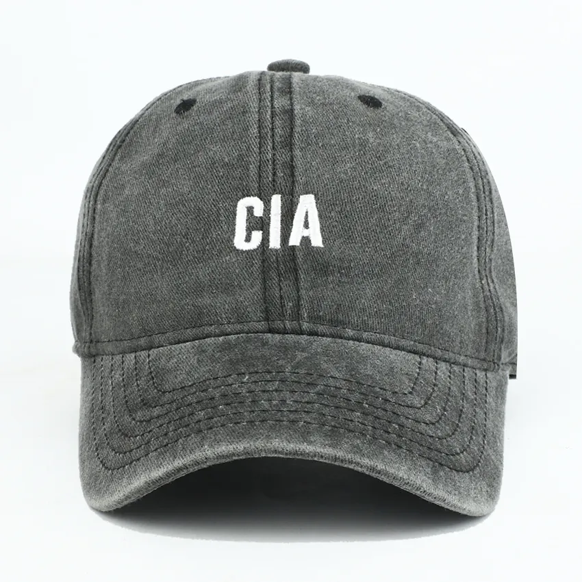 CIA Letter Embroidered Baseball Cap Washed Cotton Vintage Style Adjustable Sun Protection Breathable Outdoor Sport Hat