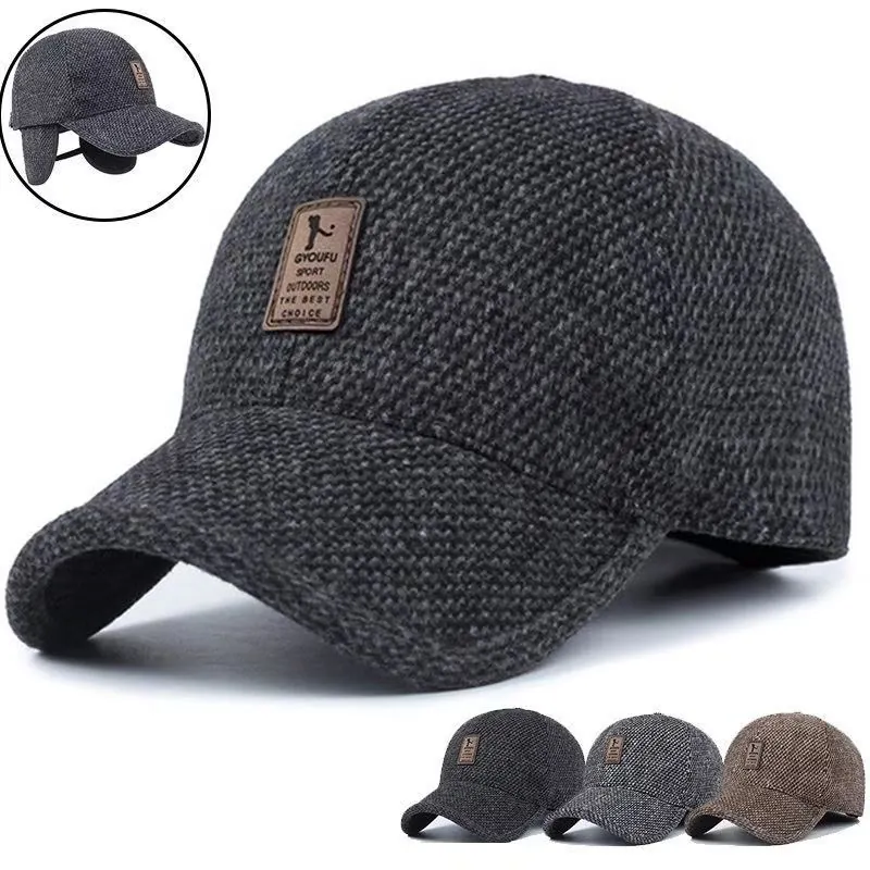 Berretto Da Baseball Invernale Caldo Con Paraorecchie In Lana Strutturata Antivento Cappello Con Visiera Regolabile