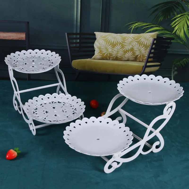 Multi-Tier Cake Stand White Dessert Display Tower Hollow Lace Pattern Serving Tray European Style For Wedding Party Home Decor