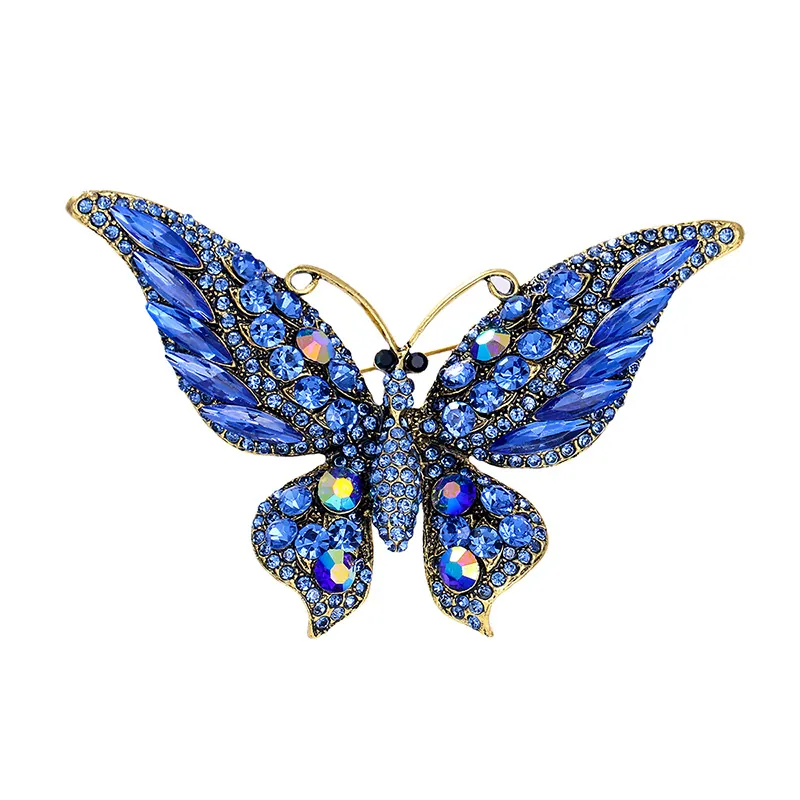 Broche Papillon en Alliage et Strass Vintage pour Femmes Corsage Animal en Cristal Haut de Gamme Accessoires de Vêtements