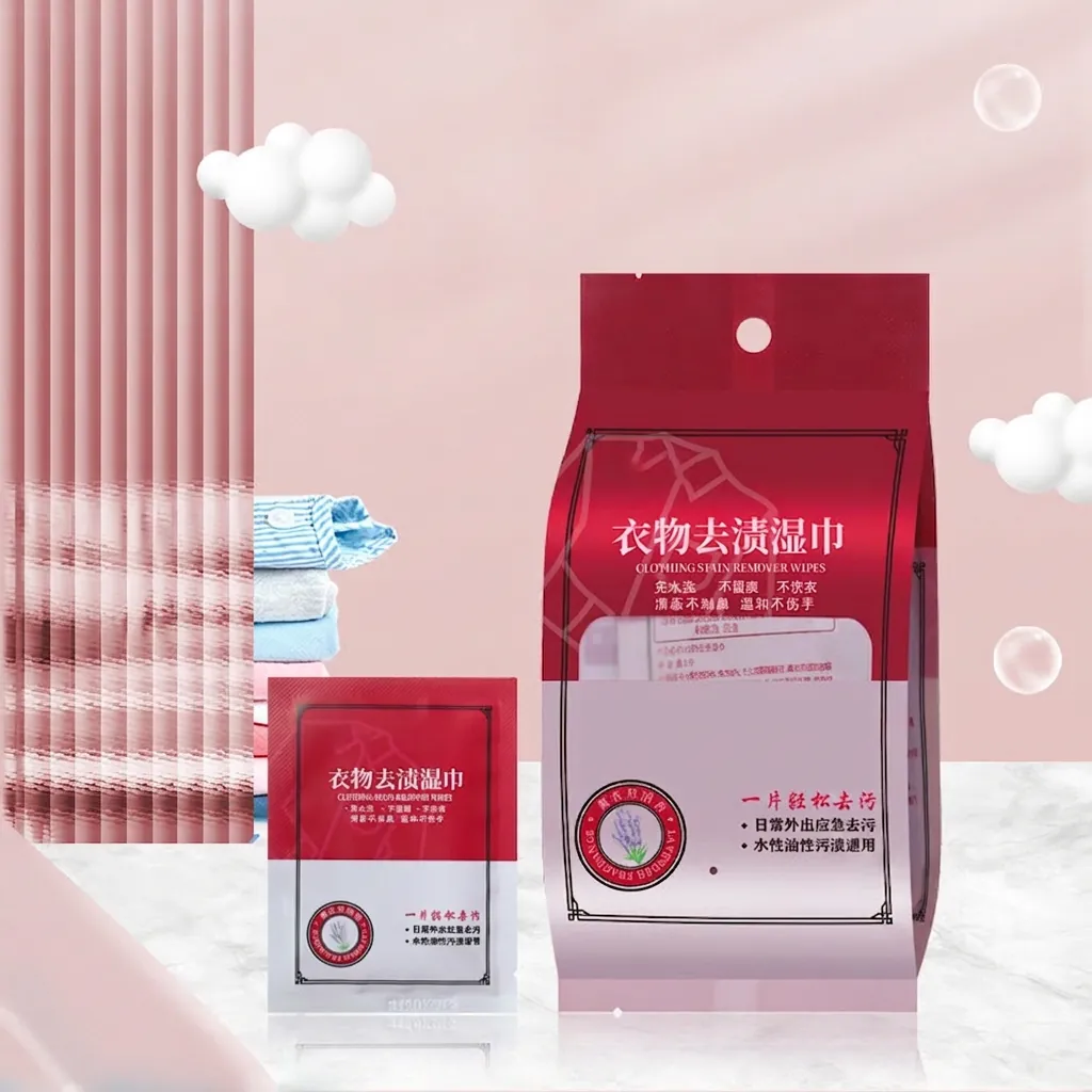 Emergency Clothing Stain Remover Wipes Portable Instant No Wash Individually Wrapped Lavender Scent For Travel Home Office