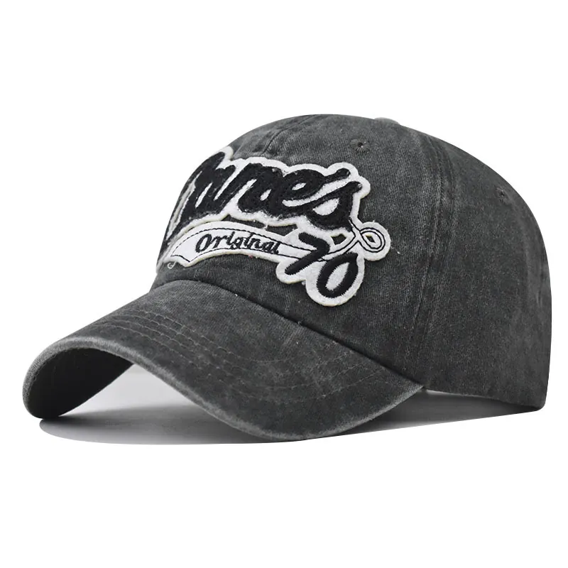 Washed Cotton Baseball Cap Retro Original 70 Embroidery Vintage Distressed Adjustable Hat For Men Women