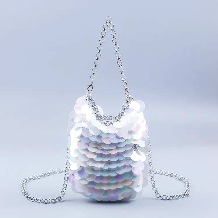 Mini Sac À Bandoulière À Paillettes Acrylique Métal Écailles De Poisson Pochette Téléphone Pour Fête Banquet Mode Brillant