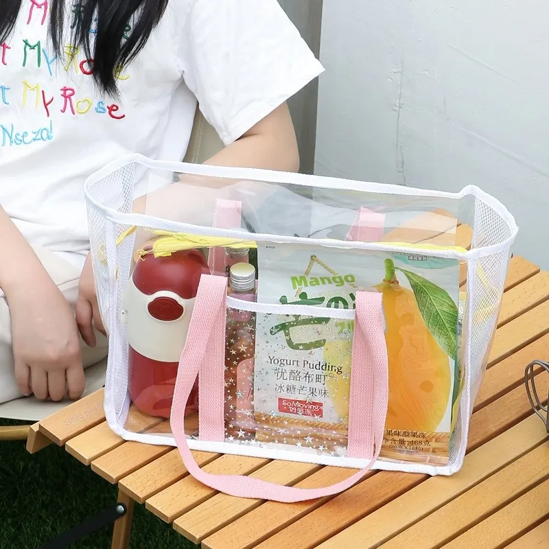 Transparente PVC Netz Handtasche Sternmuster Wasserdichte Tragbare Reise Aufbewahrungstasche Strand Schwimmen Organizer