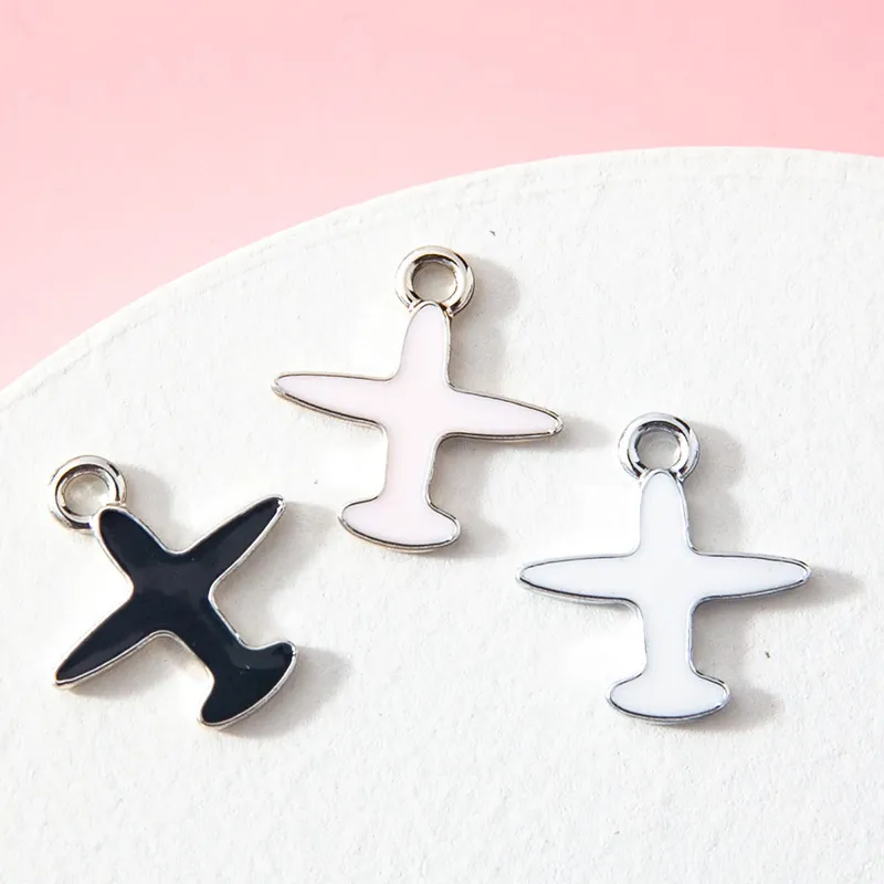 Airplane Charms Alloy Enamel Cartoon Mini Pendants For DIY Bracelet Necklace Jewelry Making Accessory