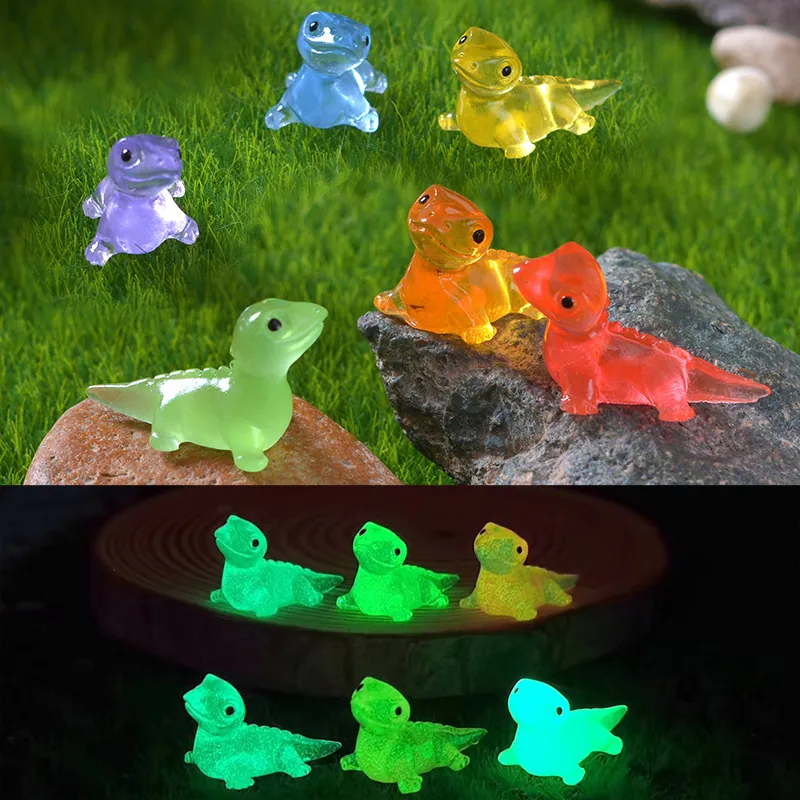 Mini Luminous Lizard Figurine Glow In The Dark Resin Tiny Animal Statue Micro Landscape Garden DIY Decor Desktop Ornament