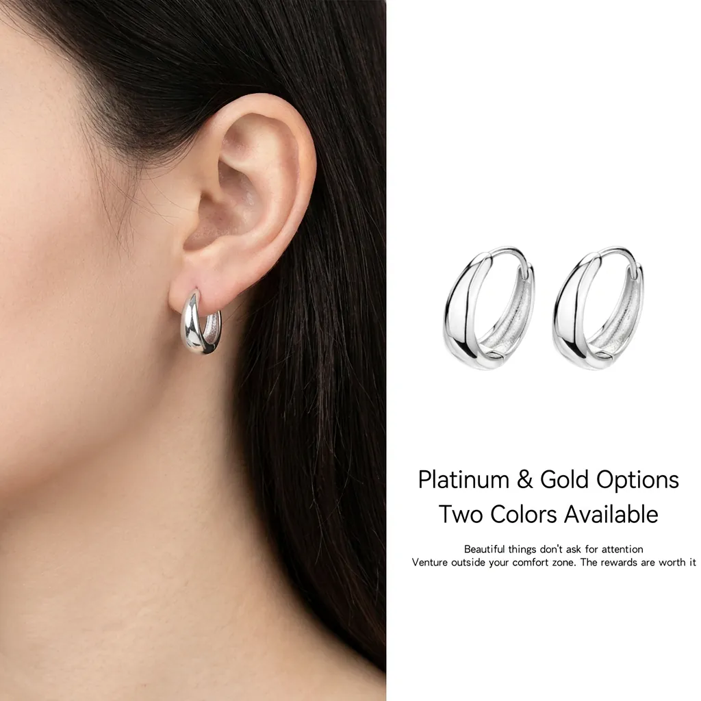 Orecchini A Cerchio A Goccia Argento Sterling 925 Minimalisti Lucidatura A Specchio Stile Goccia D'acqua Per Donna